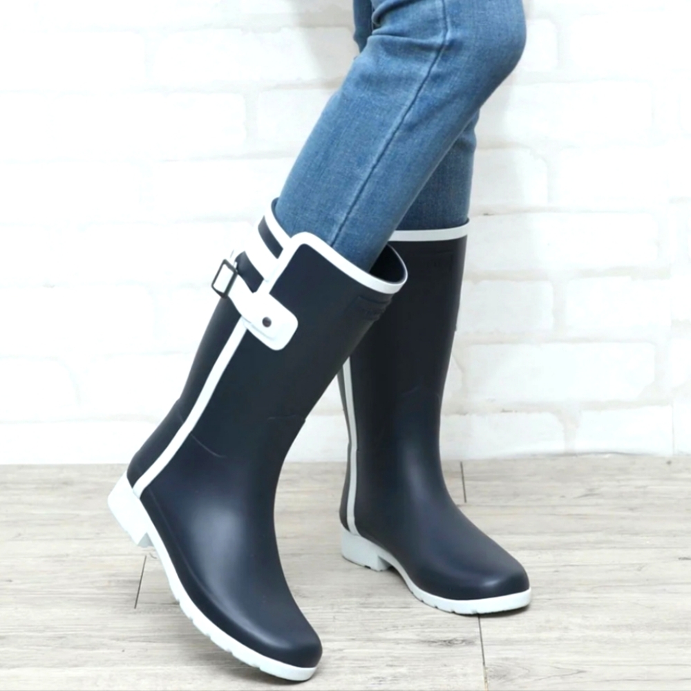 Hunter Refined Slim Fit Contrast Short Rain Boots Size 5